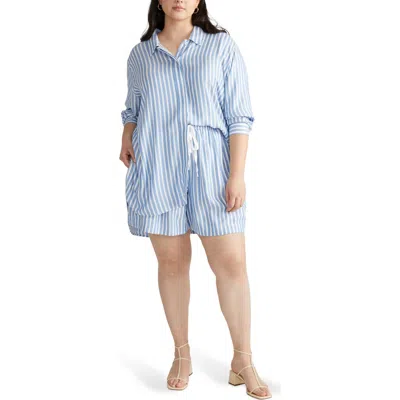 Universal Standard Toni Stripe Button-up Tunic In Blue