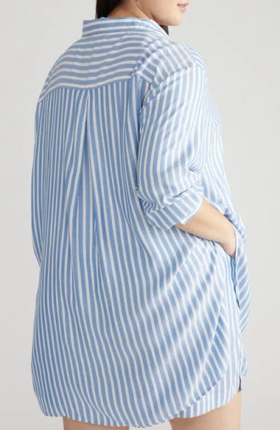 Universal Standard Toni Stripe Button-up Tunic In Blue