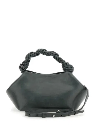 Ganni Bou Grey Handbag With Adjustable And Removable Shoulder Strap In Leather Woman In Black