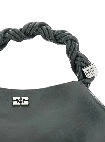 Ganni Bou Grey Handbag With Adjustable And Removable Shoulder Strap In Leather Woman In Black