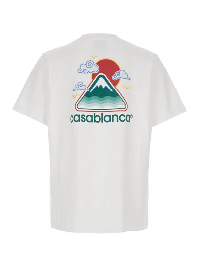 Casablanca Montagne Ondulée Logo-print Cotton-jersey T-shirt In White