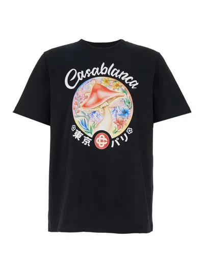 Casablanca Mushroom Emblem T-shirt In Black