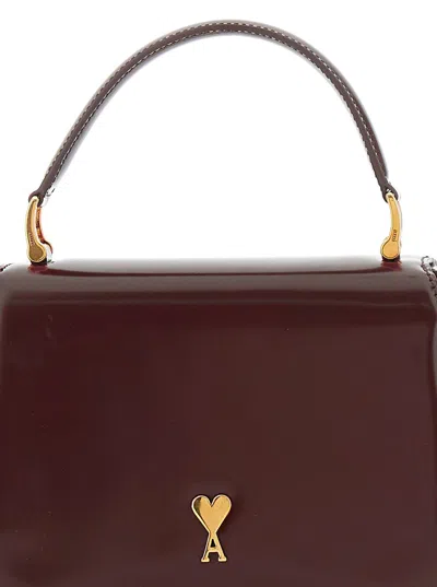 Ami Alexandre Mattiussi Bordeaux Handbag With Adc Patch On The Front And Adjustable And Removable Shoulder Strap