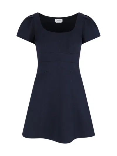 Alexander Mcqueen Short Dress With Short Gathered Sleeves In Blue
