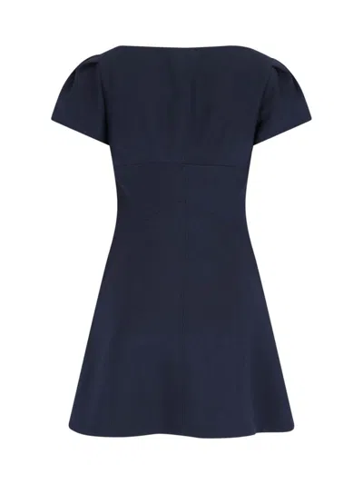 Alexander Mcqueen Short Dress With Short Gathered Sleeves In Blue