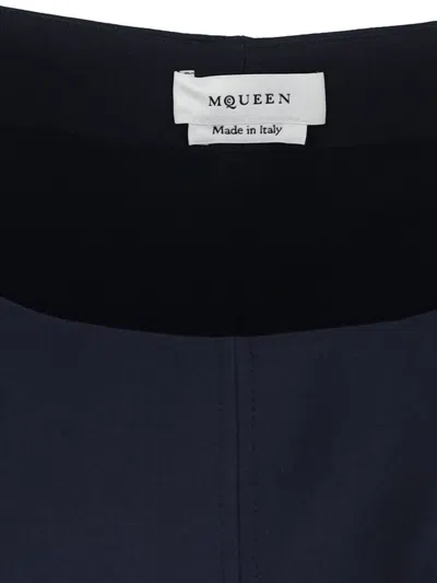 Alexander Mcqueen Short Dress With Short Gathered Sleeves In Blue