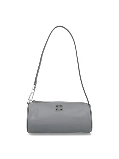 Tory Burch Virginia Cylinder Bag With Double-t Plaque In Gray