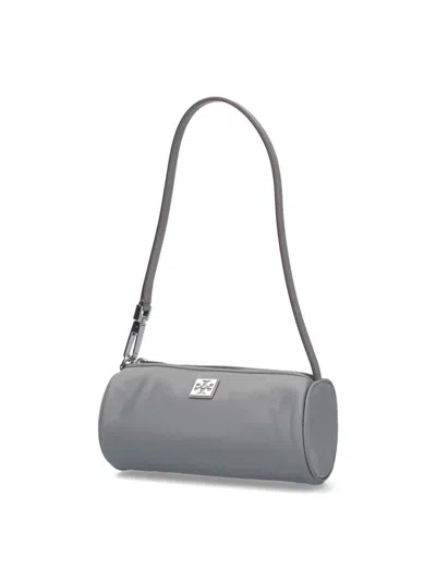 Tory Burch Virginia Cylinder Bag With Double-t Plaque In Gray