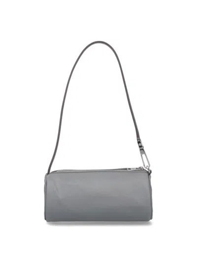 Tory Burch Virginia Cylinder Bag With Double-t Plaque In Gray