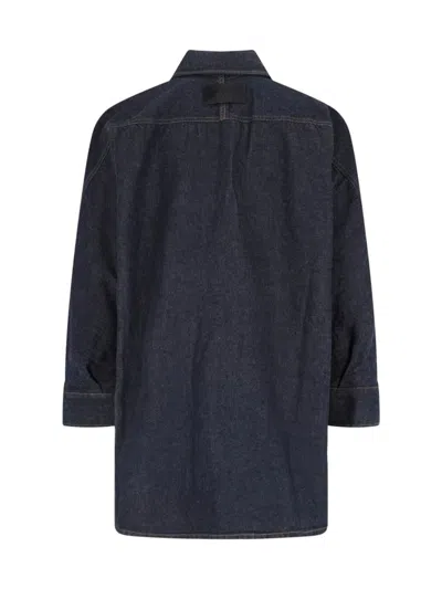 Givenchy Collared Neck Structured Long Sleeves Top In Blue