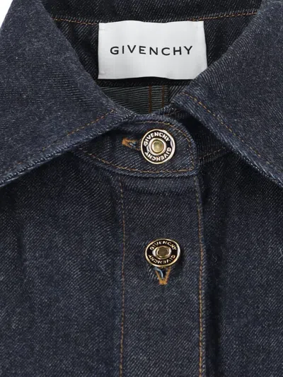 Givenchy Collared Neck Structured Long Sleeves Top In Blue