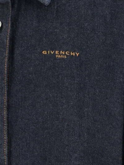 Givenchy Collared Neck Structured Long Sleeves Top In Blue