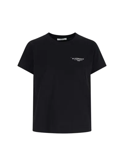 Givenchy Black Crewneck T-shirt With Logo Lettering On Front And Rear In Cotton Woman In Multi