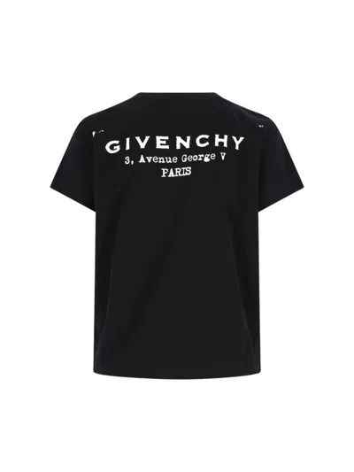 Givenchy Black Crewneck T-shirt With Logo Lettering On Front And Rear In Cotton Woman In Multi