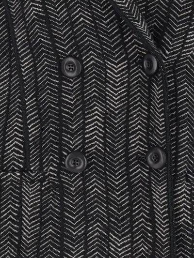 Giorgio Armani Tailored Jacket With Patterned Notched Lapels In Black