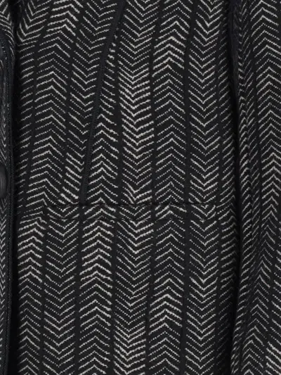 Giorgio Armani Tailored Jacket With Patterned Notched Lapels In Black