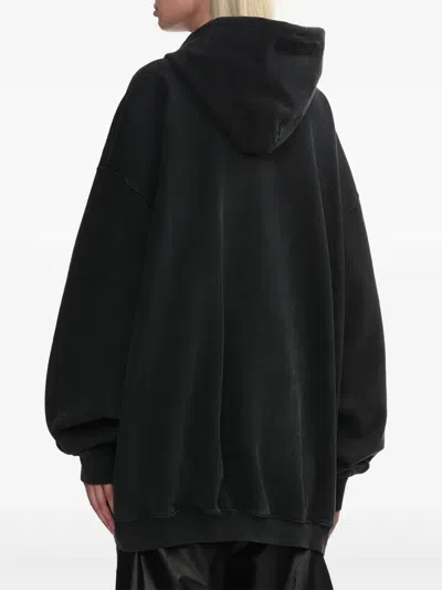 Vetements Black Cotton Sweatshirt With Frontal Logo In Black