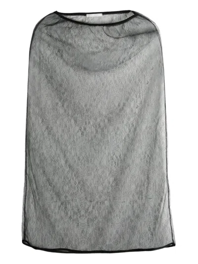 Amomento Sheer Mesh Overlay Skirt In Gray