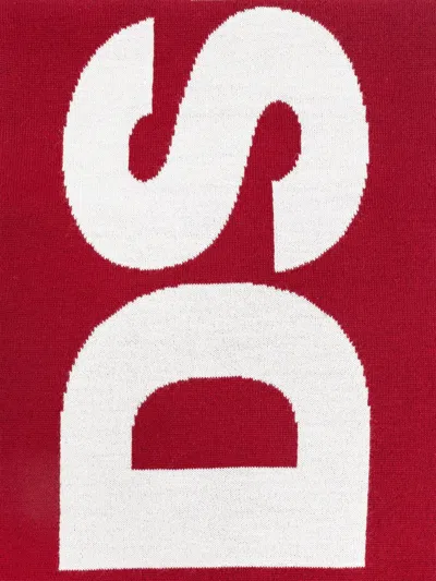 Dsquared2 Logo Intarsia Scarf In Red