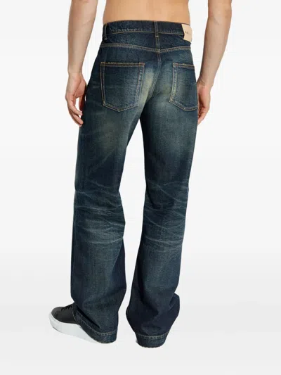 Alexander Mcqueen Wide Leg Faded Jeans In Blue