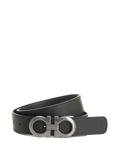 Ferragamo Men Reversible And Adjustable Gancini Belt In Black