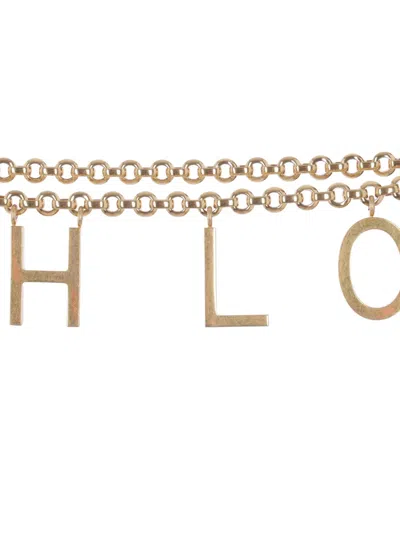 Chloé Metallic Double Chain Belt In Neutral