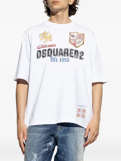 Dsquared2 Embroidered Graphic T-shirt In White