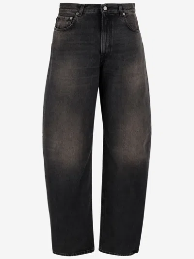 Haikure Washed Dark Grey Jeans With Classic Five-pocket Design In Black