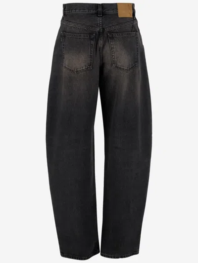 Haikure Washed Dark Grey Jeans With Classic Five-pocket Design In Black