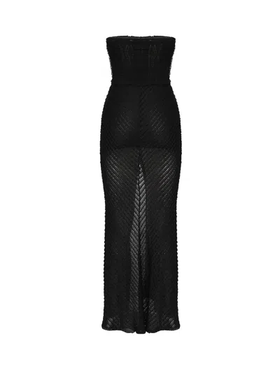 Charo Ruiz Strapless Mesh Maxi Dress In Black