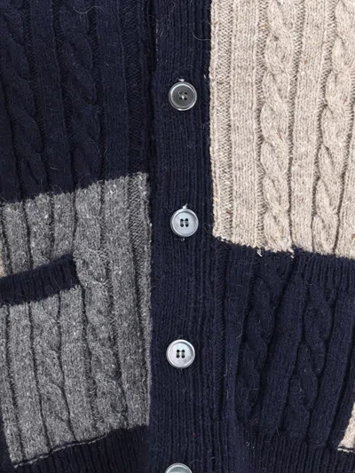 Thom Browne Patchwork Cable Knit Cardigan With Button-up Front In Multi