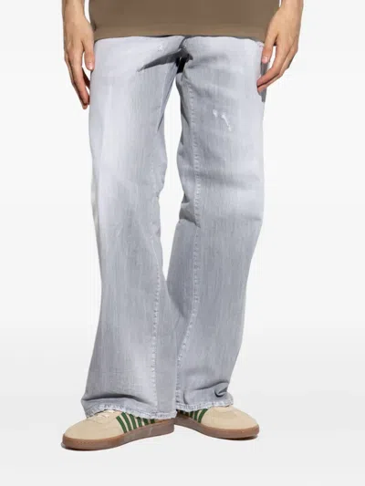 Dsquared2 Straight Fit Trousers Distressed Finish In Gray