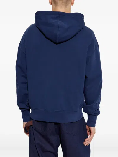 Alexander Mcqueen Full-zip Hooded Sweatshirt With Embroidered Detailing In Blue