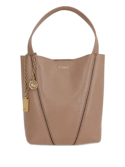 Chloé Chloè Spin Small Leather Tote Bag In Neutral