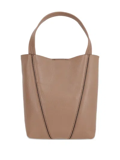 Chloé Chloè Spin Small Leather Tote Bag In Neutral