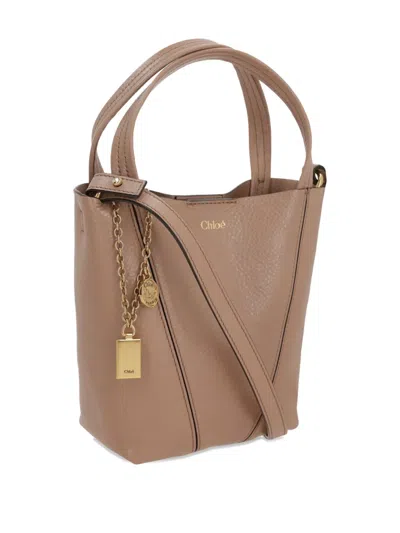 Chloé Chloè Spin Small Leather Tote Bag In Neutral