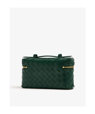 Bottega Veneta Intrecciato Leather Convertible Vanity Case In Green