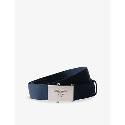 Prada Cotton Tape Belt In Blue