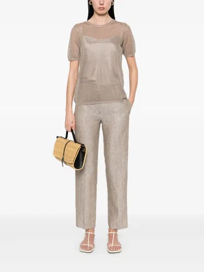 Herno Open-knit Crewneck T-shirt In Gray