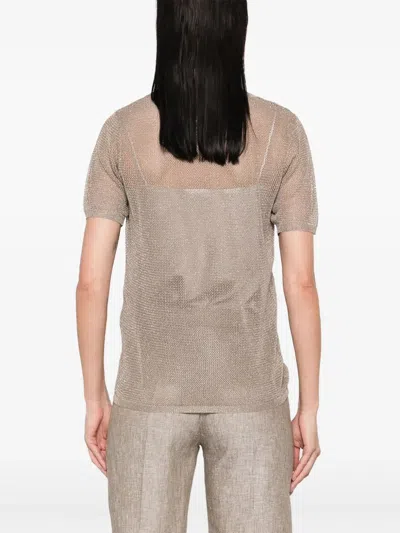 Herno Open-knit Crewneck T-shirt In Gray