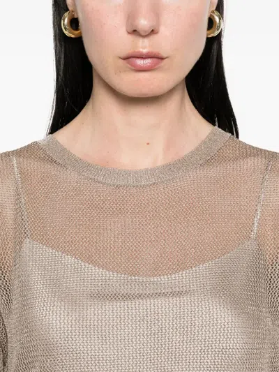 Herno Open-knit Crewneck T-shirt In Gray