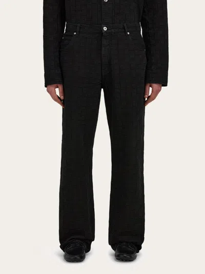 Ferragamo Monogram Textured Denim Pants