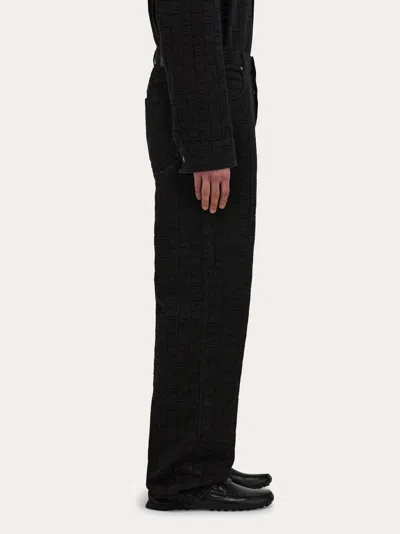 Ferragamo Monogram Textured Denim Pants