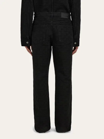 Ferragamo Monogram Textured Denim Pants