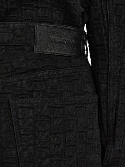 Ferragamo Monogram Textured Denim Pants