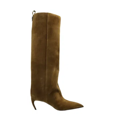 Attico Lea Military Green High Boot In Brown