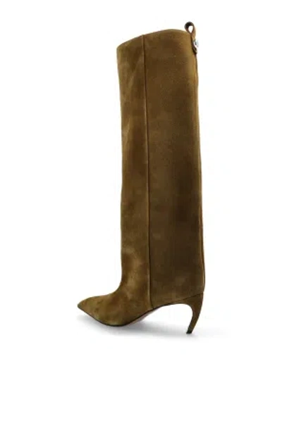 Attico Lea Military Green High Boot In Brown