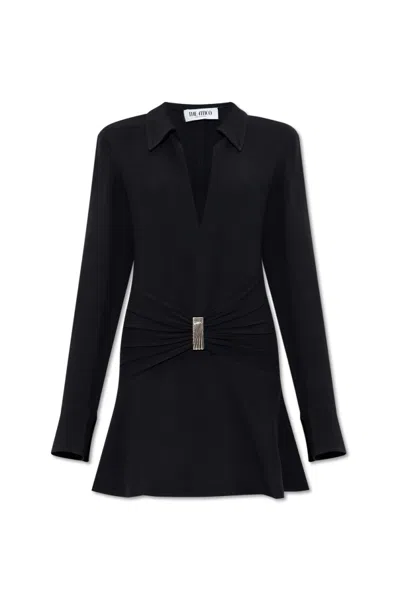 Attico Black Scoop-neck Mini Dress In Black