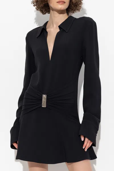 Attico Black Scoop-neck Mini Dress In Black