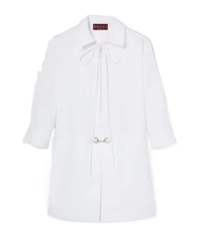 Gucci Cotton Poplin Shirt Dress With Embroidery In White